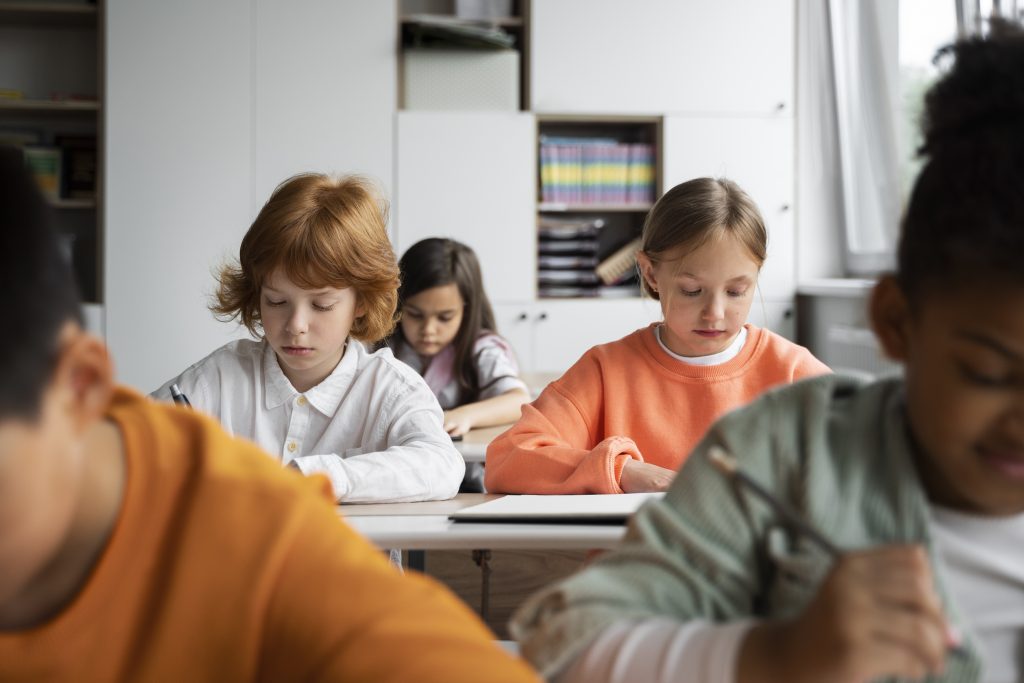 students learning school their classroom